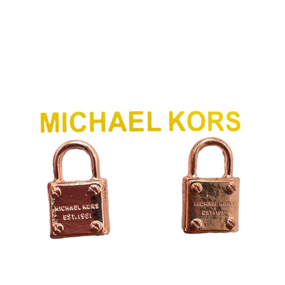 MICHAEL KORS Est 1981 (Rose & Gold) Gold-Tone Logo Padlock Stud Earrings - Picture 1 of 8